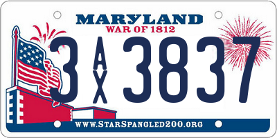 MD license plate 3AX3837