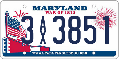 MD license plate 3AX3851