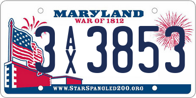 MD license plate 3AX3853