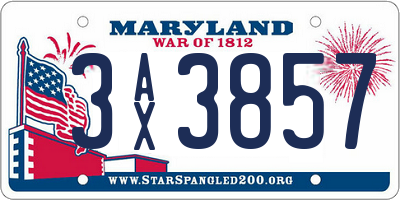 MD license plate 3AX3857