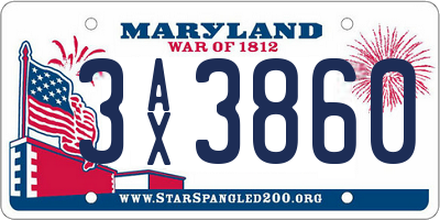 MD license plate 3AX3860