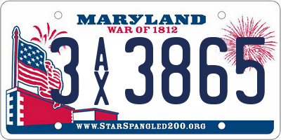 MD license plate 3AX3865