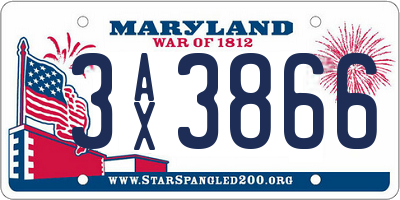 MD license plate 3AX3866