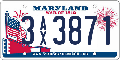 MD license plate 3AX3871