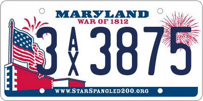 MD license plate 3AX3875