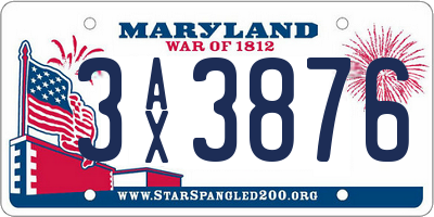 MD license plate 3AX3876