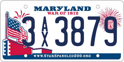 MD license plate 3AX3879