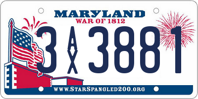 MD license plate 3AX3881