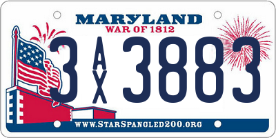 MD license plate 3AX3883