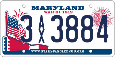MD license plate 3AX3884