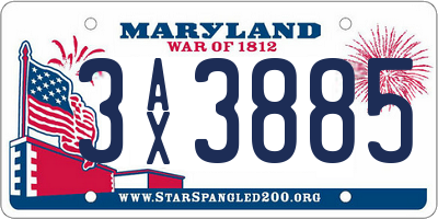 MD license plate 3AX3885