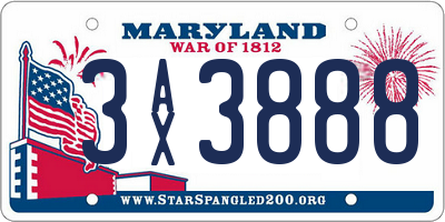 MD license plate 3AX3888