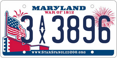 MD license plate 3AX3896