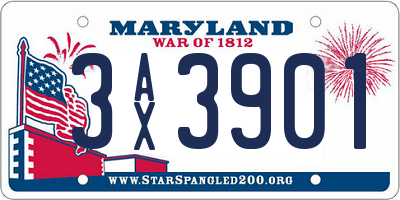 MD license plate 3AX3901