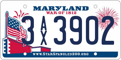 MD license plate 3AX3902