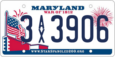 MD license plate 3AX3906