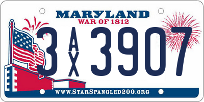 MD license plate 3AX3907