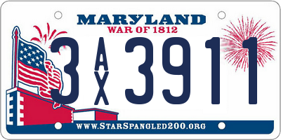 MD license plate 3AX3911