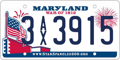 MD license plate 3AX3915