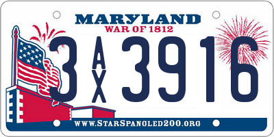 MD license plate 3AX3916