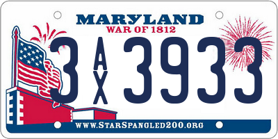MD license plate 3AX3933