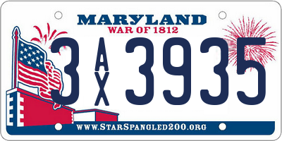 MD license plate 3AX3935