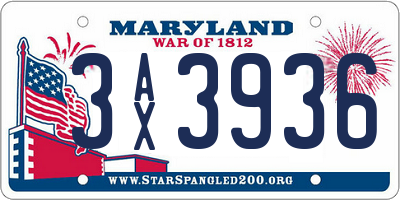 MD license plate 3AX3936