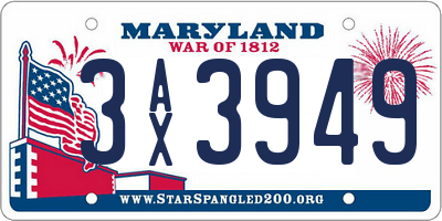 MD license plate 3AX3949