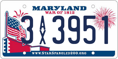 MD license plate 3AX3951