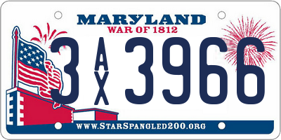 MD license plate 3AX3966
