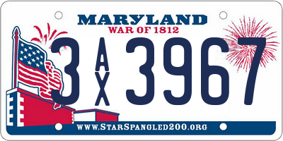 MD license plate 3AX3967