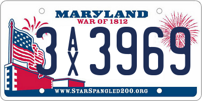 MD license plate 3AX3969