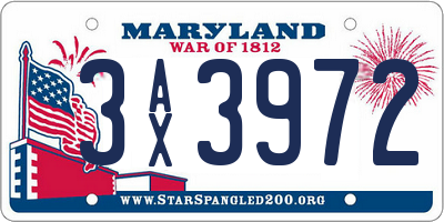 MD license plate 3AX3972