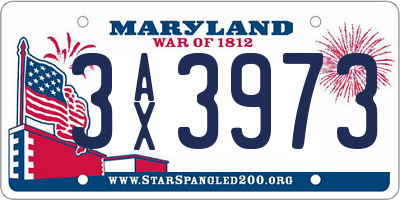 MD license plate 3AX3973