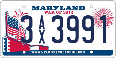 MD license plate 3AX3991