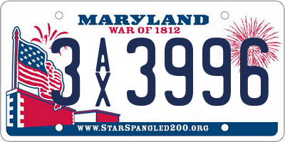 MD license plate 3AX3996