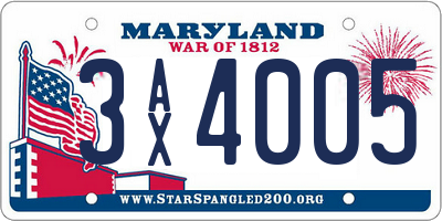 MD license plate 3AX4005