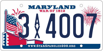 MD license plate 3AX4007