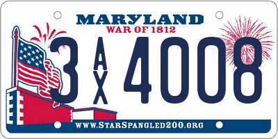 MD license plate 3AX4008