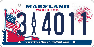 MD license plate 3AX4011