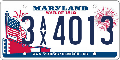 MD license plate 3AX4013