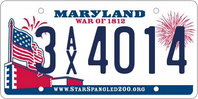 MD license plate 3AX4014
