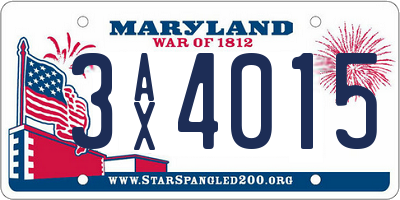 MD license plate 3AX4015
