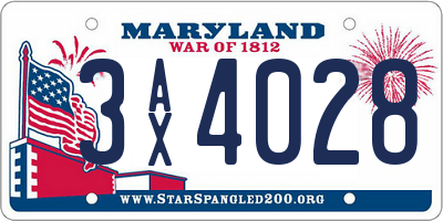 MD license plate 3AX4028