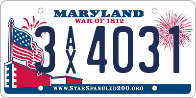 MD license plate 3AX4031