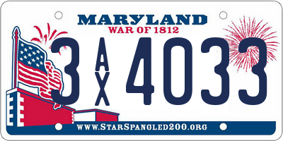 MD license plate 3AX4033