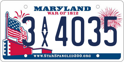 MD license plate 3AX4035