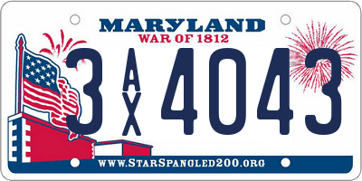 MD license plate 3AX4043