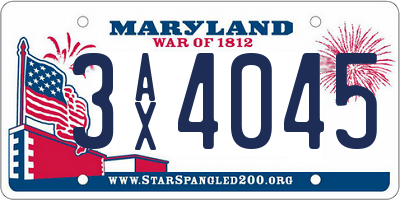 MD license plate 3AX4045