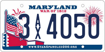 MD license plate 3AX4050